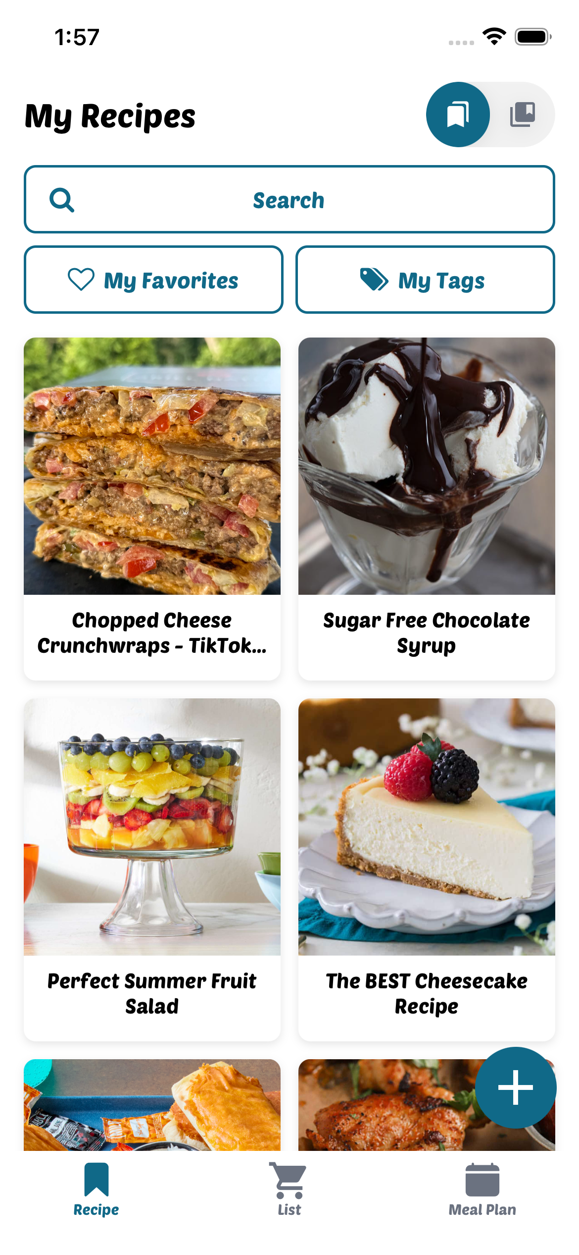 MyCookMate app screenshot showing recipe collection